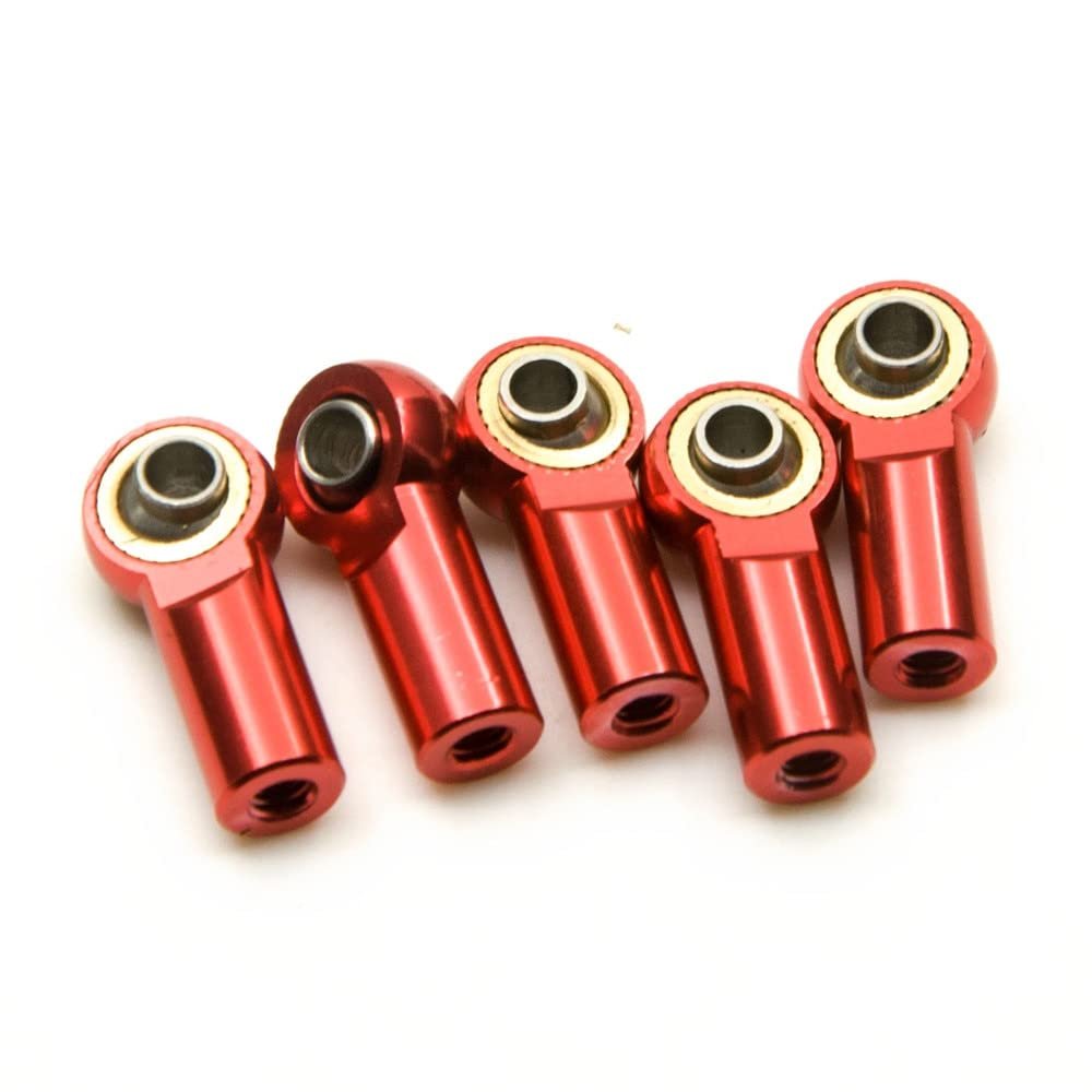 5PCS M3 Rod Ends Ball Joint Aluminum Alloy Ball End for Axial SCX10 90046 D90 D110 CC01 1/10 RC Crawler Car Upgrade Part (Color : Red)