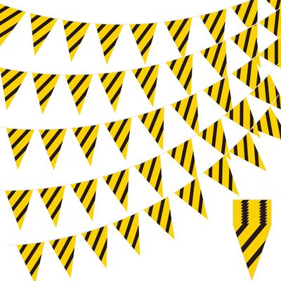 5 Pack Construction Pennant Banner Decorations - Dump Truck Theme Flag Banner for Boy, Under Construction Party Triangle Bunting Banner Decor