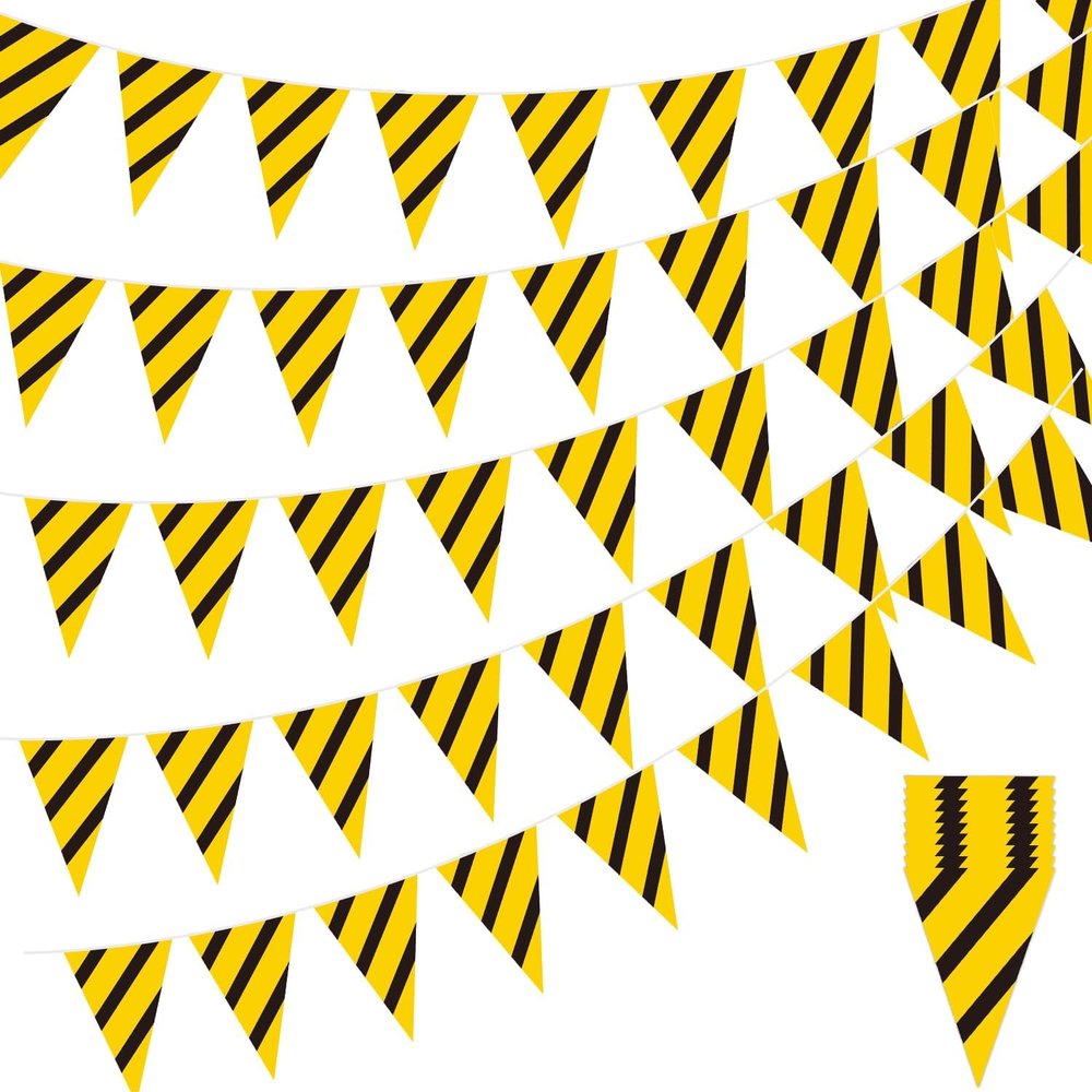 5 Pack Construction Pennant Banner Decorations - Dump Truck Theme Flag Banner for Boy, Under Construction Party Triangle Bunting Banner Decor