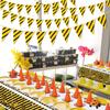 5 Pack Construction Pennant Banner Decorations - Dump Truck Theme Flag Banner for Boy, Under Construction Party Triangle Bunting Banner Decor view 4