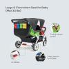 Familidoo H4E Quad Stroller Wagon for Kids, 4-Seater Daycare Baby Stroller with 5-Point Safety Harness, Lightweight & Foldable with All Reclining Seats, Double Canopy & Rain Cover  All-Terrain Wheels view 3