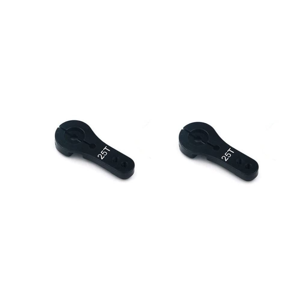 KingVal Replacement 2PCS CNC 25T Metal Steering Servo Horn Arm 35mm M3 Thread RC Parts Compatible with Futaba/Savox/HL/HSP/HD Power/Go Tech RC Servo (Black)