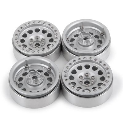 2.2" Beadlock Wheel Rim Hub for Axial SCX10 D90 Wraith Traxxas TRX4 1/10 RC Crawler Car Wheels Tires Upgrade Accessories (Color : Silver 4PCS)