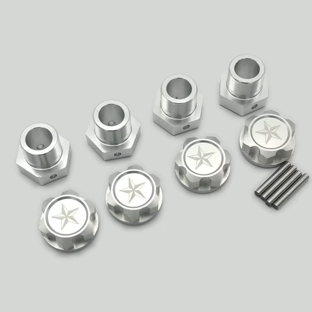 for Arrma 1/5 Kraton 8S Outcast 8S ARA310929 ARA310928 Silver Aluminum Wheel Hexes and Nut