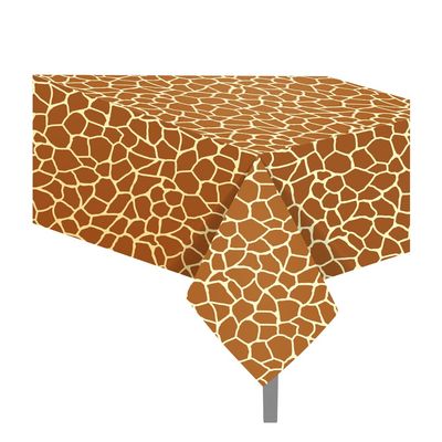 2Pcs Jungle Animal Theme Table Cover, Giraffe Print Birthday Tablecloth Supplies, Plastic Disposable Giraffe Animal Print Party Decorations Table Cover for Wildlife Themed Birthday, 54x87 In