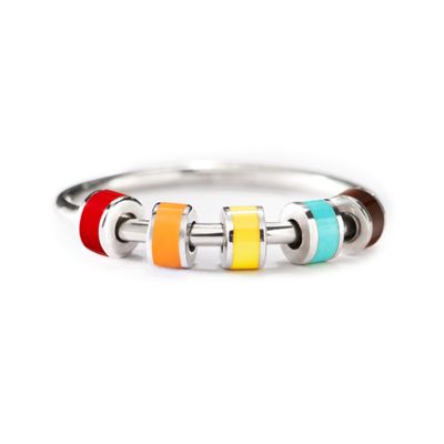 STORYJEWELLERY Fidget Ring, Anxiety Rings for Women, Spinner Ring, Silent Spinning Stress Rings, Enamel Fidget Jewelry, Womens Gifts, Size 12