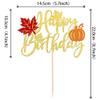 1 PCS Pumpkin Happy Birthday Cake Topper Glitter Maple Leaf Fall Autumn Theme Cake Pick Happy Thanksgiving Cake Decoration for Thanksgiving Day Theme Birthday Party Decorations Supplies view 3