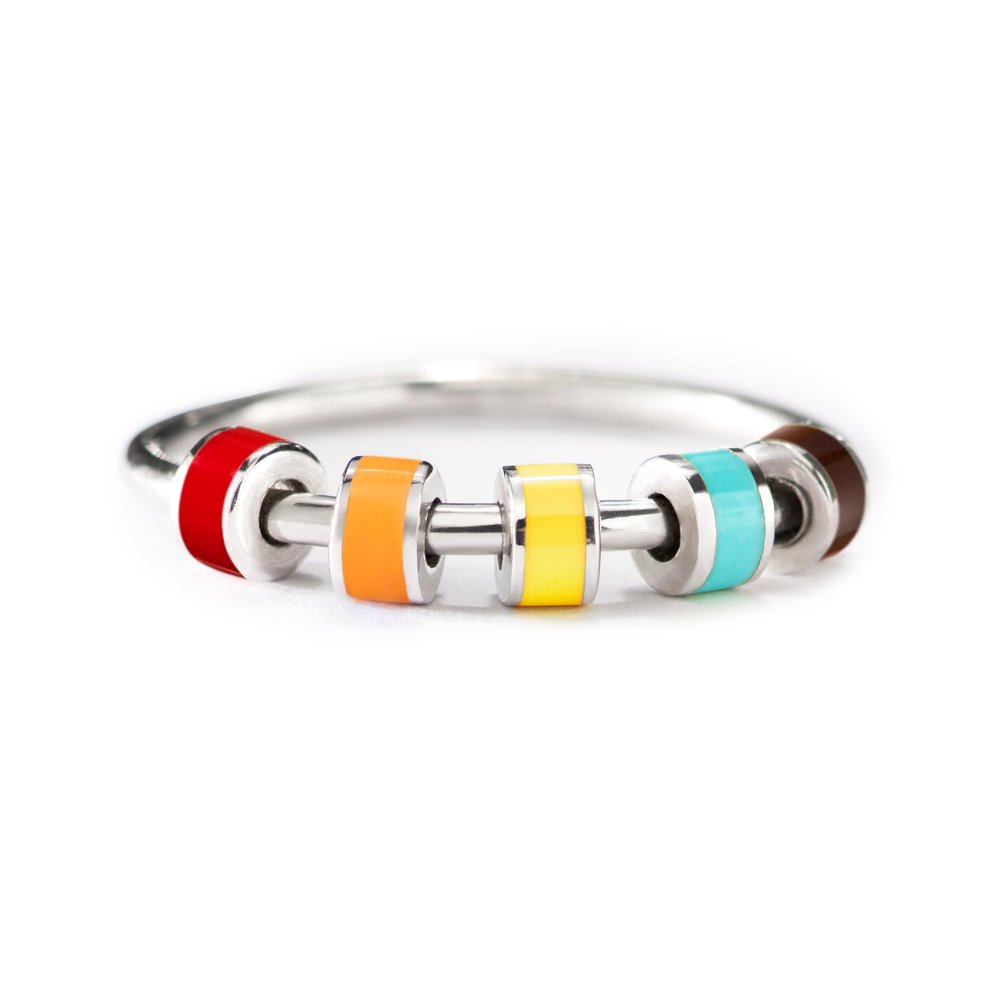 STORYJEWELLERY Fidget Ring, Anxiety Rings for Women, Spinner Ring, Silent Spinning Stress Rings, Enamel Fidget Jewelry, Womens Gifts, Size 6