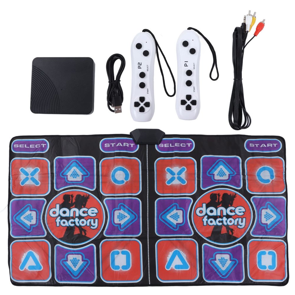 Double Player Dance Mat, PC USB Dancing Mat Compatible for PC AV Video Game, Musical Electronic Dance Mat Pad Blanket Gifts Toys for Kids, Adults, Plug