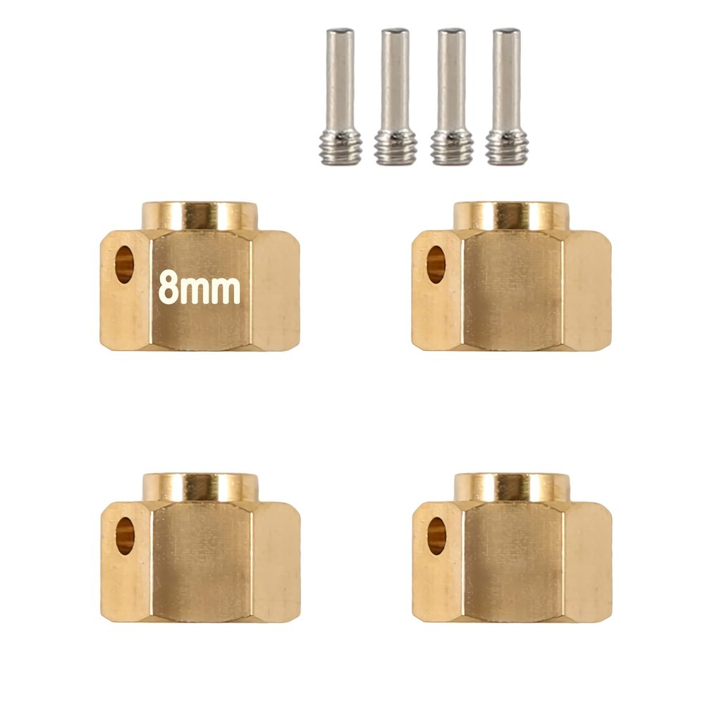 4pcs Heavier Brass 8x12mm Wheel Hex Extended Adapter for RC Crawler TRX4 TRX-4 1/10 RC Hex Wheel Hubs Adapters