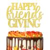 1 PCS Happy Friendsgiving Cake Topper Gold Glitter Happy Thanksgiving Cake Pick Decorations for Thanksgiving Day Theme Party Cake Decorations Supplies view 1