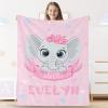 YESCUSTOM Custom Blanket with Name for Baby Boys Girls Personalized Gift Elephant Blankets for Kids Toddler Children Birthday Souvenir Bedroom Decor Soft Cozy Lightweight Throw Blankets,30''x40'' view 1