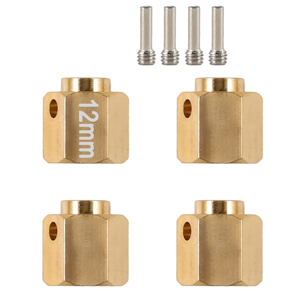 4pcs Heavier Brass 12x12mm Wheel Hex Extended Adapter for RC Crawler TRX4 TRX-4 1/10 RC Hex Wheel Hubs Adapters
