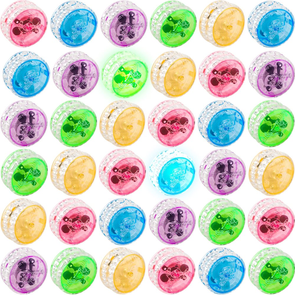 Fahacop 40 Pack Led Light up Responsive Ball Beginner Level Colorful Yo-Yo Bearing Ball for Goodie Bag Fillers Birthday Party Favors Classroom Prizes