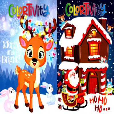 Colortivity - Christmas Holiday - Coloring and Activity Book ~ Ho, Ho, Ho & Merry and Bright (Set of 2 Books)