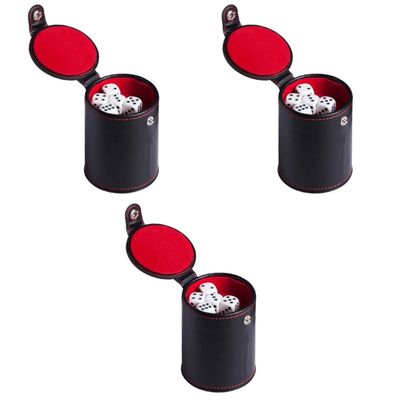 ibasenice 3sets Leather Dice Shaking Cup Dices Pu Leather Double Design Compact Portable for Bars Ktv and Pub Entertainment Easy to Read Dot Dice