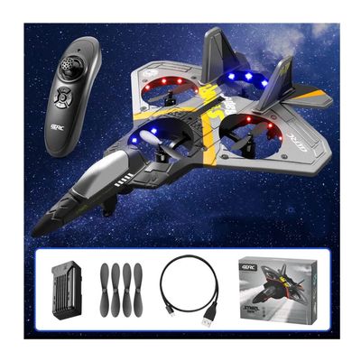 2023 New V17 Jet Fighter Stunt RC Airplane, Drop-Resistant Remote Control Aero Jet Drone with 360 Stunt Spin Gravity Sensing  Lights, RC Fighter Jet Planes Easy Fly RC Glider for Beginner (Silver)
