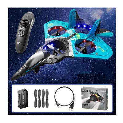 2023 New V17 Jet Fighter Stunt RC Airplane, Drop-Resistant Remote Control Aero Jet Drone with 360 Stunt Spin Gravity Sensing  Lights, RC Fighter Jet Planes Easy Fly RC Glider for Beginner (Blue)