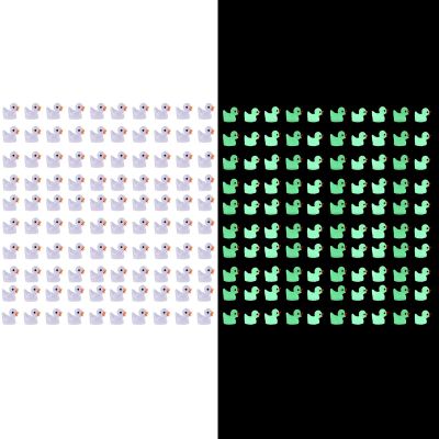 200 Pieces Tiny Ducks, Luminous Mini Resin Ducks, Glow in The Dark Miniature Ornament Ducks for DIY Garden Dollhouse Duck Accessories, Miniature Ducks Decoration for Xmas Birthday Party Favors