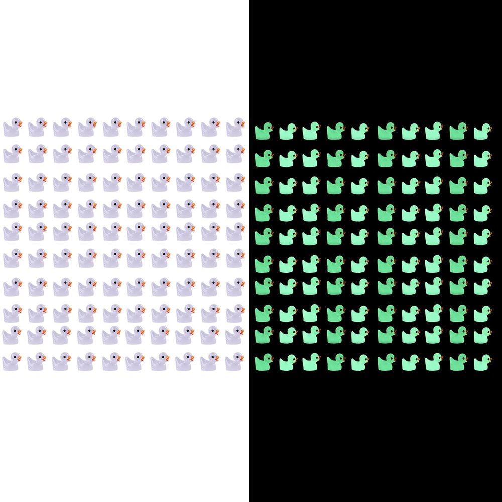 200 Pieces Tiny Ducks, Luminous Mini Resin Ducks, Glow in The Dark Miniature Ornament Ducks for DIY Garden Dollhouse Duck Accessories, Miniature Ducks Decoration for Xmas Birthday Party Favors