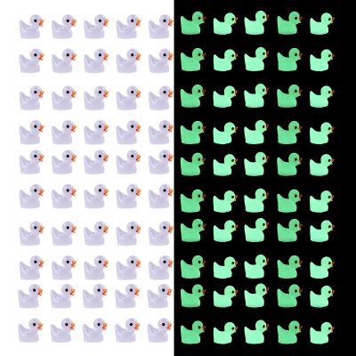 100 Pieces Tiny Ducks, Luminous Mini Resin Ducks, Glow in The Dark Miniature Ornament Ducks for DIY Garden Dollhouse Duck Accessories, Miniature Ducks Decoration for Xmas Birthday Party Favors