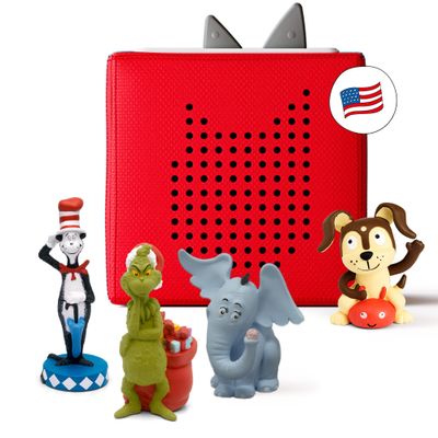 Toniebox 1 Audio Player Dr. Seuss Bundle - Listen, Learn, and Play with One Huggable Little Box - Red