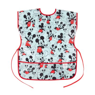 Bumkins Disney Short Sleeve Smock, Toddler Reusable Waterproof Bib for Girls and Boys 3-7 Years, Junior Childrens, Kids Paint Apron, Arts, Crafts and Play with Pocket, Soft Fabric, Mickey Mouse