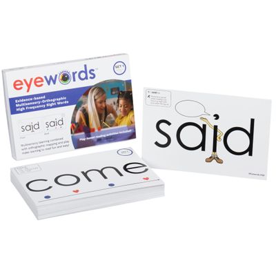 Eyewords Sight Word Flash Cards with Sound Mapping & Phonics, Set 1 (High-Frequency Words 150) - Picture-Embedded, Multisensory Learning for Pre K - Grade 3 - Homeschool & Classroom Use - Model EW-25