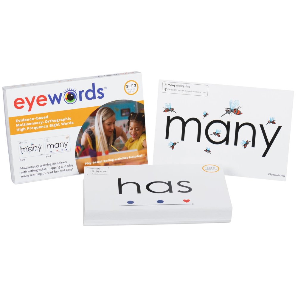 Eyewords Sight Word & Phonics Flash Cards with Sound Mapping, Set 3 (High-Frequency Words 101150), Picture-Embedded, Multisensory Learning, Pre-KGrade 3, Homeschool & Classroom Use, Model EW-27