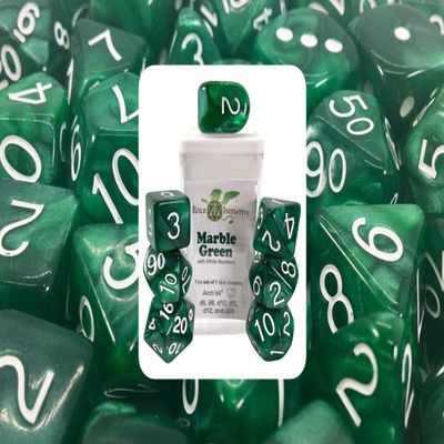 Marble Green Dice - Set of 7 w/Arch'd4