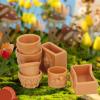 Agatige 7 Pcs Dollhouse Flower Pot, 1:12 Simulation Mini Cute Craft Flower Pots for Dollhouse Garden Decoration view 3
