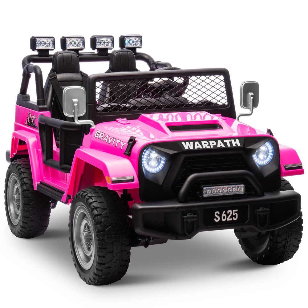 OTTARO Ride on Cars Vehicles 2 Seater, Battery Powered 12V Large Electric Truck for Kids with Remote Control, Spring Suspension, LED Lights, Music(Pink)