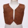 Aislor Boy's Cowboy Cowgirl Western Vest Open Front Fringed Waistcoat Top Jacket for Halloween Carnival Cosplay Brown 12 Years view 3