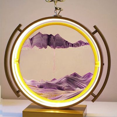 ORPAGU Glass Quicksand PaintingMoving Sand Art Picture 3D Glass Deep Sea Sandscape Flowing Sand Frame Desktop Ornaments Quicksand Painting (Color : Purple-1, Size : 29.2x35x12.2cm)