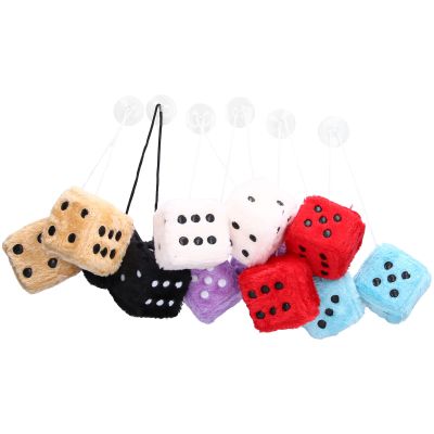Agatige 6 Pairs Hanging Plush Dice, with Suction Cup Retro Car Dice for Car Decoration