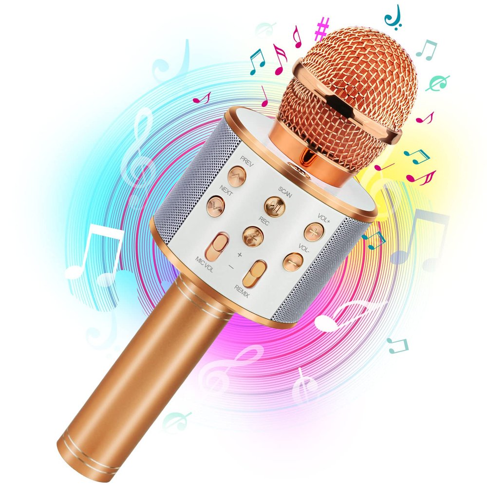 Viposoon Kids Toys for 5 6 7 8 9 Year Old Girls, Handheld Bluetooth Karaoke Microphone for Kids Gifts for Teenage Girls Christmas Birthday Gifts for 7-12 Year Old Girls Toys - Rose Gold