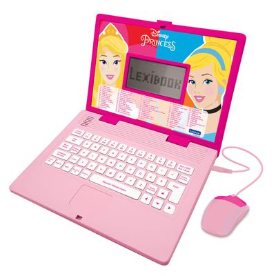 Lexibook JC598DPi3 Educational and Bilingual Laptop German/English-Girls Toy with 124 Activities to Learn, Play Games and Music with The Disney Princesses, Pink