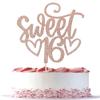 1 Pack Sweet Teenager 16 Cake Topper Glitter 16th Birthday Cake Pick for Cheers to 16 Years Old 16th Birthday Party Cake Decorations Supplies Rose gold view 1
