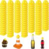 100 Pieces Miniature Construction Hat Mini Construction Toy Doll Hats Plastic Yellow Miniature Bottle Topper Hats for Party view 1