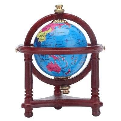 Agatige Dollhouse Globe Model, 1:12 Miniature World Globe Accessory with Stand for Early Education