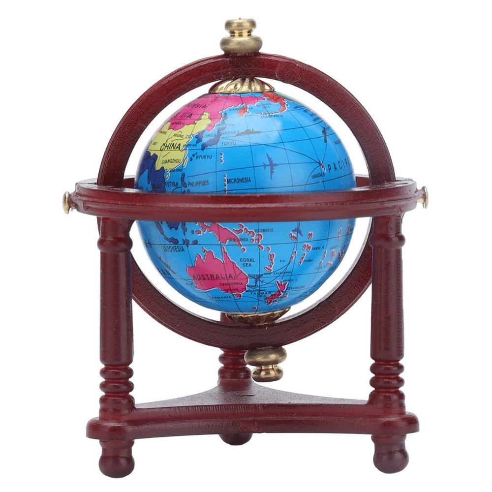 Agatige Dollhouse Globe Model, 1:12 Miniature World Globe Accessory with Stand for Early Education