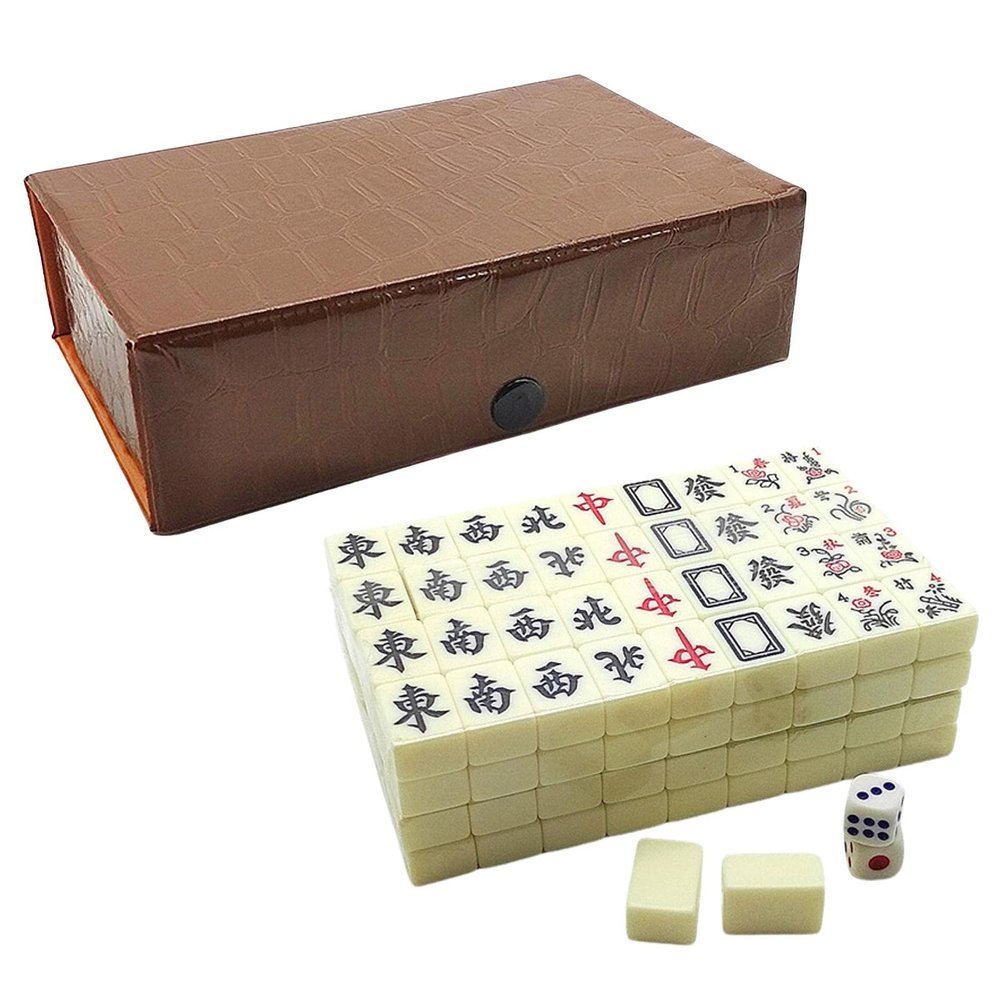 Bavokon Chinese Mahjong Set,144 Tiles Chinese Mahjong Game Travel Mahjong Set Mahjong Board Game Mahjong Travel Set Mahjong Game, Travel Mahjong Set,Board Game Chinese Traditional Mahjong Games