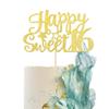 1 Pack Happy Sweet 16 Cake Topper Glitter 16th Birthday Cake Pick for Cheers to 16 Years Old 16th Birthday Party Cake Decorations Supplies Gold view 1