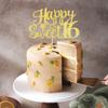 1 Pack Happy Sweet 16 Cake Topper Glitter 16th Birthday Cake Pick for Cheers to 16 Years Old 16th Birthday Party Cake Decorations Supplies Gold view 4