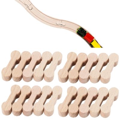 Hanaive 20 Pcs Wooden Dog Bone Track Connector Pack Accessories Wooden Train Track Adapter Connector Pieces Toy Train Set for Teens to Make Wood Railway