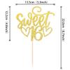 1 Pack Sweet Teenager 16 Cake Topper Glitter 16th Birthday Cake Pick for Cheers to 16 Years Old 16th Birthday Party Cake Decorations Supplies Gold view 2