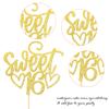 1 Pack Sweet Teenager 16 Cake Topper Glitter 16th Birthday Cake Pick for Cheers to 16 Years Old 16th Birthday Party Cake Decorations Supplies Gold view 3