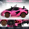 INFANS 12V Licensed Lamborghini Sian Kids Ride On Car with Parent Remote Control, Spring Suspension, MP3 Player, Electric Toy Roadster Carbon Fiber Textured for Toddler (Pink) view 3