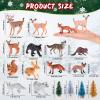 46 Pcs Christmas Woodland Animal Figurine Winter Forest Creature Figure Wild Animal Toys Mini Bottle Brush Tree Miniature Sisal Pine Tree Snowflakes for Crafts Cake Topper for Xmas Party Decor view 2