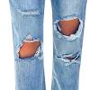 Maiyifu-GJ Women Pull On Distressed Denim Joggers Drawstring Elastic Waist Ripped Stretch Jeans Hole High Waist Stretch Pants (Blue,XX-Large) view 4